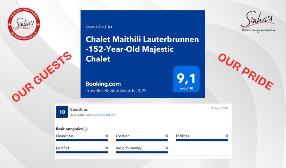 Chalet Maithili Lauterbrunnen -152-Year-Old Majestic Chalet Bagian luar foto